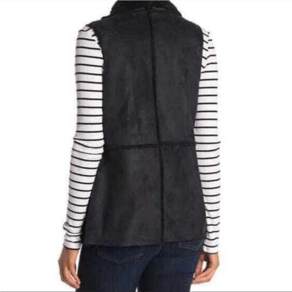 Caslon Black Shearling Suede Reversible Vest - Picture 2 of 6